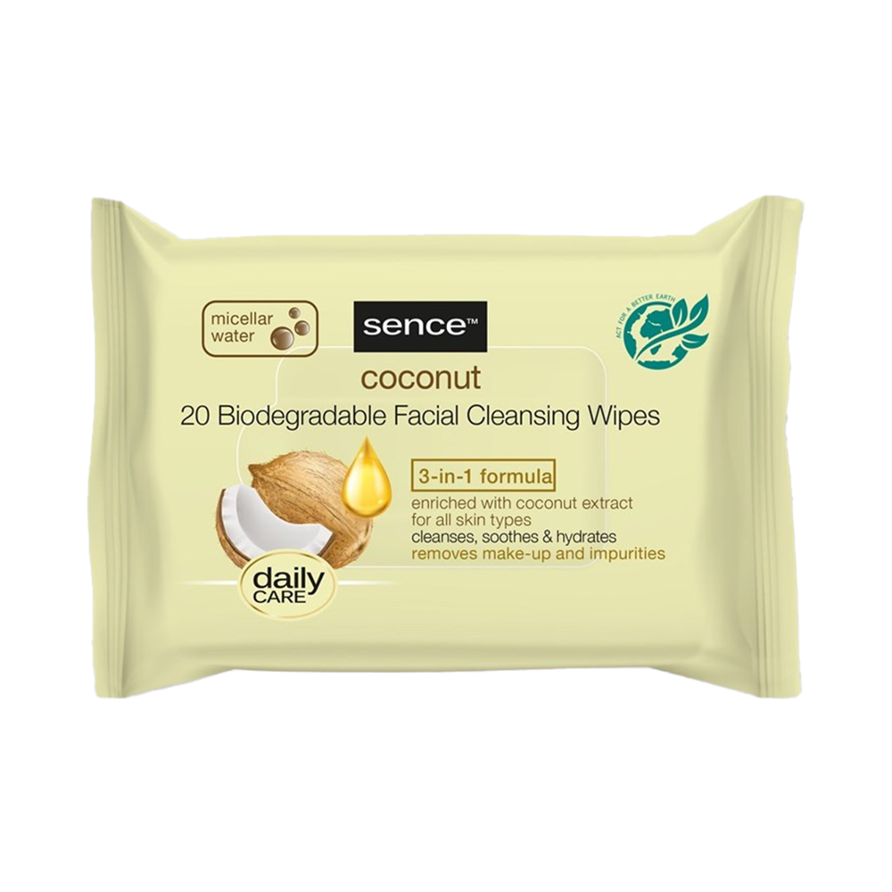 Sence Facial Cleansing Wipes 25Pcs Coconut New